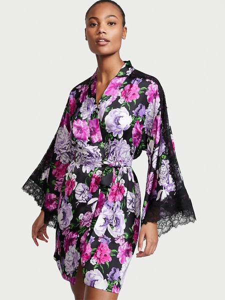 Атласный халат-кимоно VICTORIA'S SECRET Lace Inset Robe 412145QPY фото
