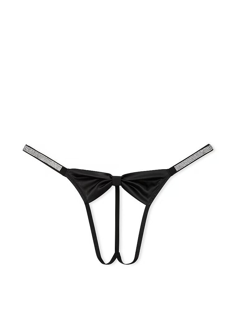 Открытые трусики тонг Victoria's Secret Very Sexy Shine Bow Satin Crotchless V-String Panty 904518QB4 фото