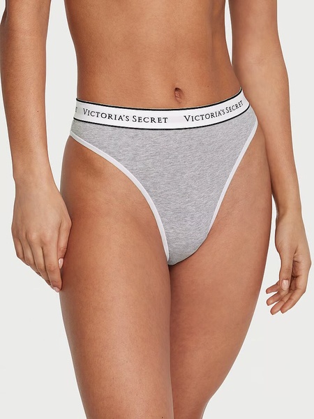 Бавовняні трусики тонг Victoria's Secret Logo Cotton High-Waist Thong Panty 415708QBV фото