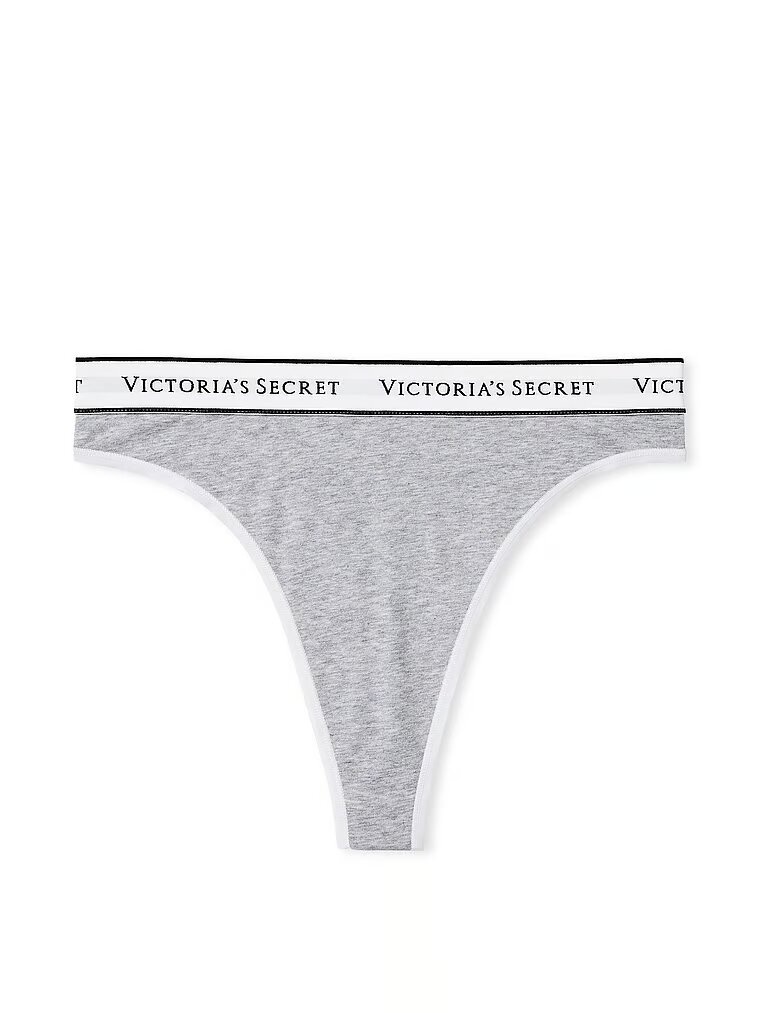 Хлопковые трусики тонг Victoria's Secret Logo Cotton High-Waist Thong Panty 415708QBV фото
