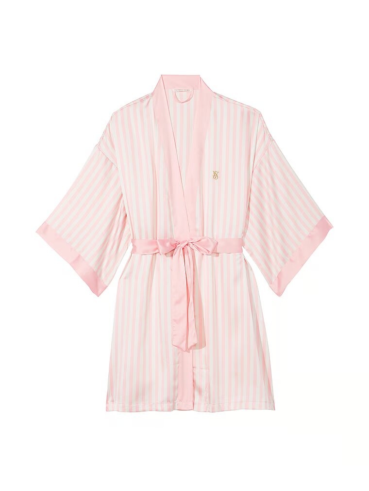 Атласный халат-кимоно Victoria's Secret The Tour '23 Iconic Pink Stripe Robe 216665QG3 фото